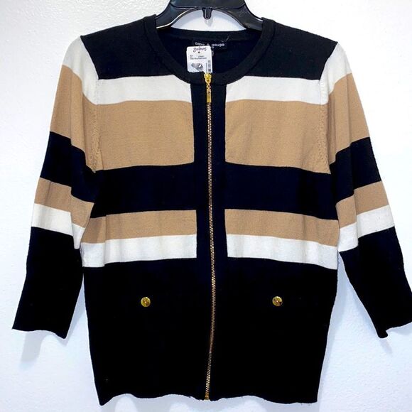 New Cable&Gauge Golden Tone Full Zip Cardigan - Picture 1 of 7